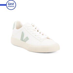VEJA White/light Green Made In Brazil Leather Campo Chromefree Sneakers